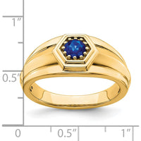 14K Yellow Gold Sapphire Men's Ring - 0.33 Carat Round Sapphire by 0