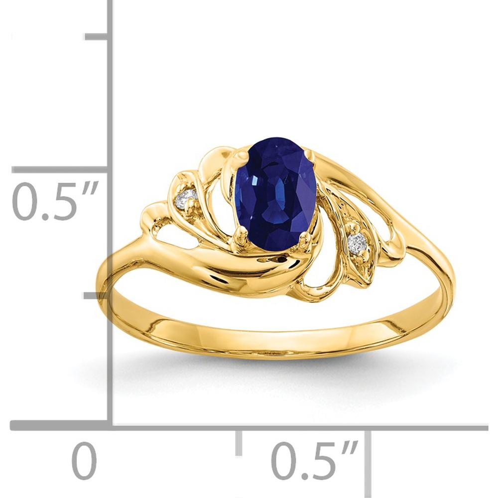 14K Yellow Gold Sapphire Ring with Round Diamond Accents - 0.65 Carat Sapphire, 0.01 Carat Diamond by Monteluci Fine Jewelry