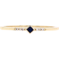 14K Yellow Gold Sapphire Stackable Ring with Diamonds - 0.02 Carats Total Diamond Weight