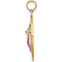 14K Yellow Gold Sarasota Circle Pendant with Enamel Conch Shell Charm by Oro Pregiato