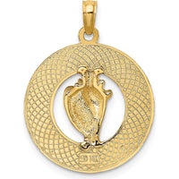 14K Yellow Gold Sarasota Circle Pendant with Enamel Conch Shell Charm by Oro Pregiato