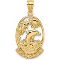 14K Yellow Gold Sarasota Dolphin Sunset Charm - 30mm Length by Oro Pregiato
