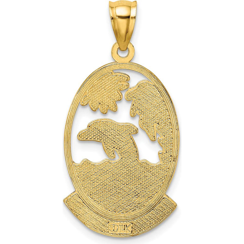 14K Yellow Gold Sarasota Dolphin Sunset Charm - 30mm Length by Oro Pregiato