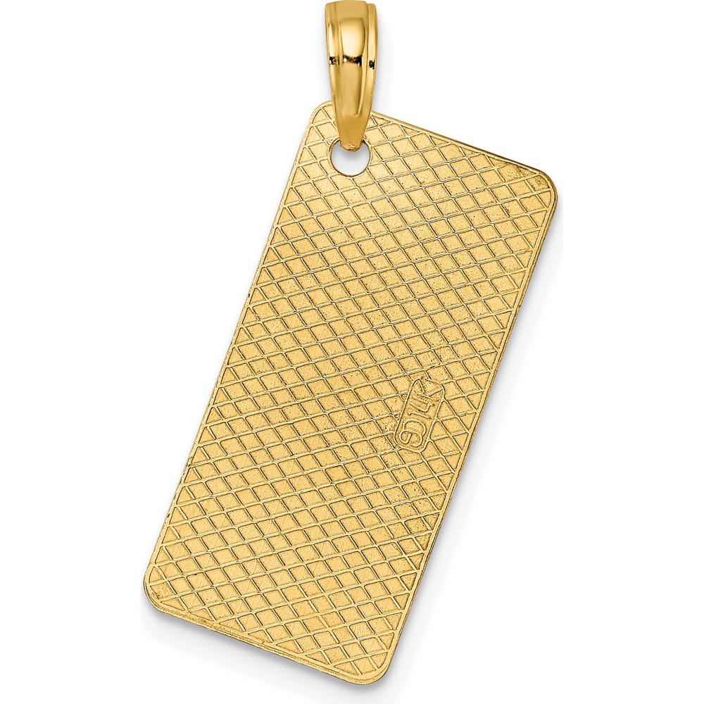 14K Yellow Gold Sarasota License Plate Charm Pendant - Textured Gold Design by Oro Pregiato