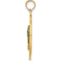 14K Yellow Gold Sarasota Palm Tree Enamel Charm Pendant - Textured Finish by Oro Pregiato