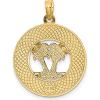 14K Yellow Gold Sarasota Palm Tree Enamel Charm Pendant - Textured Finish by Oro Pregiato