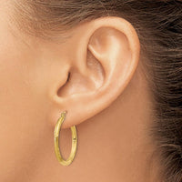 14K Yellow Gold Satin and Diamond-Cut 24mm Round Hoop Earrings by 0
