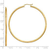14K Yellow Gold Satin and Diamond-Cut 55mm Hoop Earrings by 0