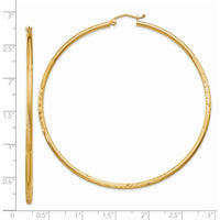 14K Yellow Gold Satin and Diamond-Cut 65mm Large Hoop Earrings by 0