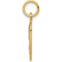 14K Yellow Gold Satin and Diamond-Cut Angel Square Charm by Oro Pregiato