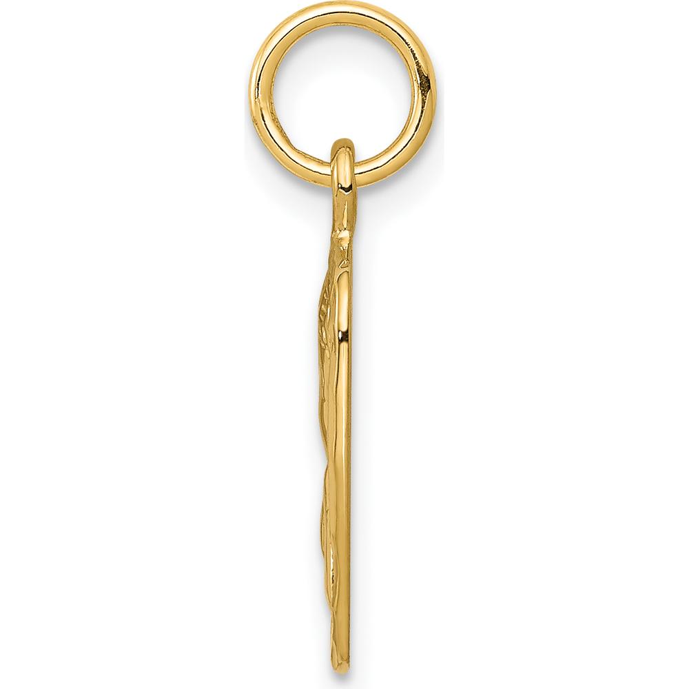 14K Yellow Gold Satin and Diamond-Cut Angel Square Charm by Oro Pregiato