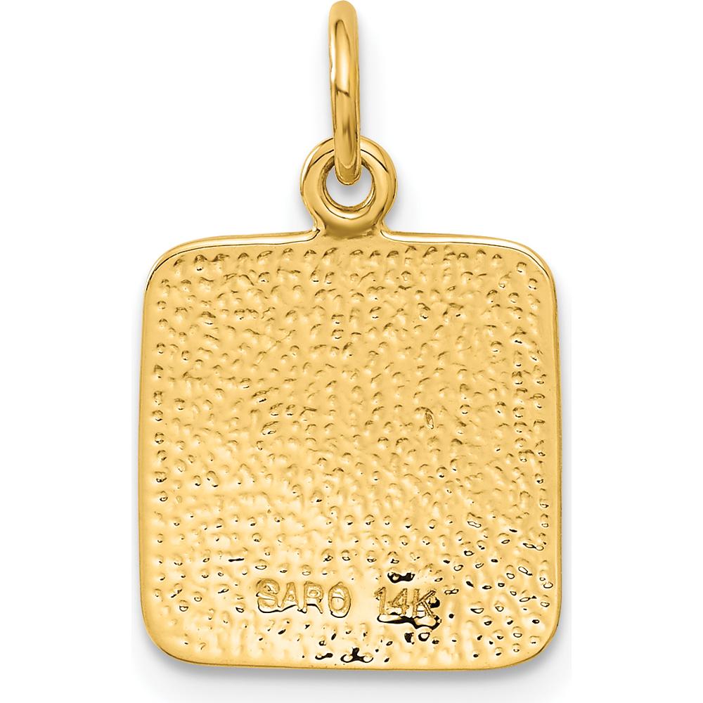 14K Yellow Gold Satin and Diamond-Cut Angel Square Charm by Oro Pregiato