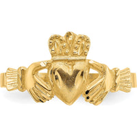 14K Yellow Gold Satin and Diamond-Cut Claddagh Ring by Oro Pregiato