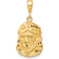 14K Yellow Gold Satin and Diamond-Cut Jesus Medal Pendant - 16.3mm Charm Length by Oro Pregiato