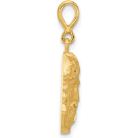 14K Yellow Gold Satin and Diamond-Cut Jesus Medal Pendant - 16.3mm Charm Length by Oro Pregiato