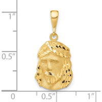 14K Yellow Gold Satin and Diamond-Cut Jesus Medal Pendant - 16.3mm Charm Length by Oro Pregiato