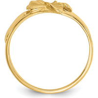14K Yellow Gold Satin & Diamond-Cut Plumeria Ring - A Symbol of Elegance and Renewal by Oro Pregiato