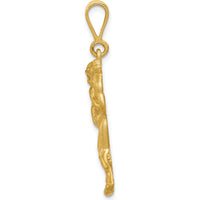 14K Yellow Gold Satin and Diamond-Cut Wrestlers Charm Pendant - 37mm by Oro Pregiato