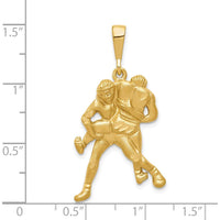 14K Yellow Gold Satin and Diamond-Cut Wrestlers Charm Pendant - 37mm by Oro Pregiato