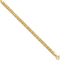 14K Yellow Gold Satin and Polished 6.5mm Fancy Curb Link Bracelet - 7.75" Length by Oro Pregiato