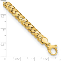 14K Yellow Gold Satin and Polished 6.5mm Fancy Curb Link Bracelet - 7.75" Length by Oro Pregiato