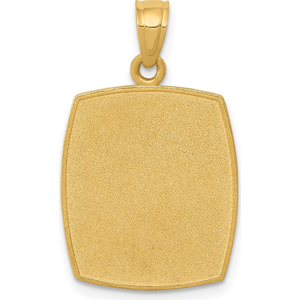 14K Yellow Gold Satin and Polished Baptism Rectangular Pendant - Solid Casted Construction by Oro Pregiato