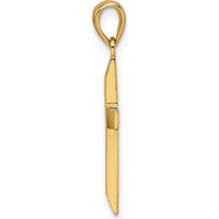 14K Yellow Gold Satin & Polished Beveled Small Latin Cross Pendant - 27mm Length by Oro Pregiato