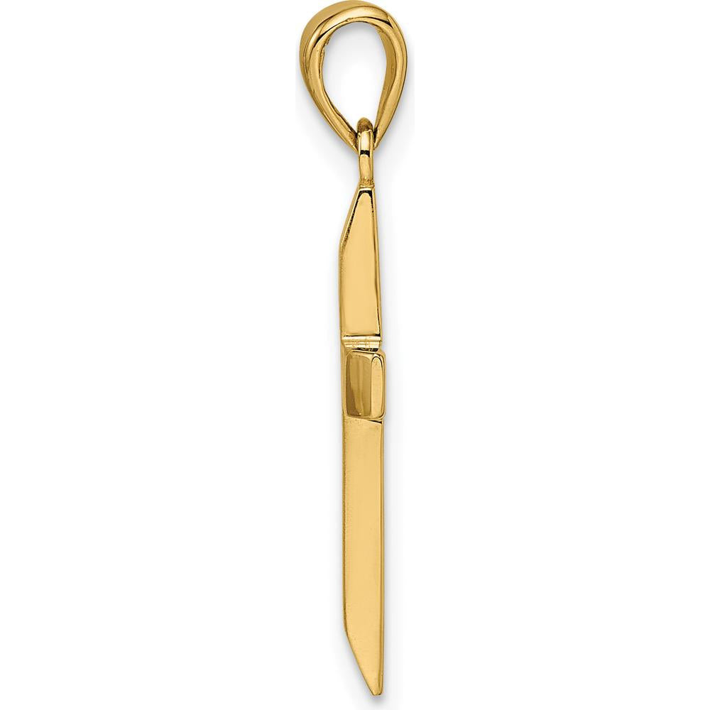 14K Yellow Gold Satin & Polished Beveled Small Latin Cross Pendant - 27mm Length by Oro Pregiato