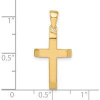 14K Yellow Gold Satin & Polished Beveled Small Latin Cross Pendant - 27mm Length by Oro Pregiato