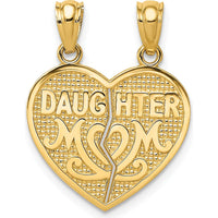 14K Yellow Gold Satin and Polished Break-Apart Heart Pendant - 15.71mm Length by Oro Pregiato