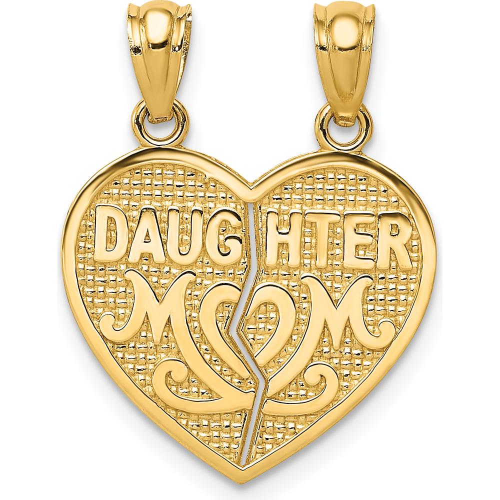 14K Yellow Gold Satin and Polished Break-Apart Heart Pendant - 15.71mm Length by Oro Pregiato