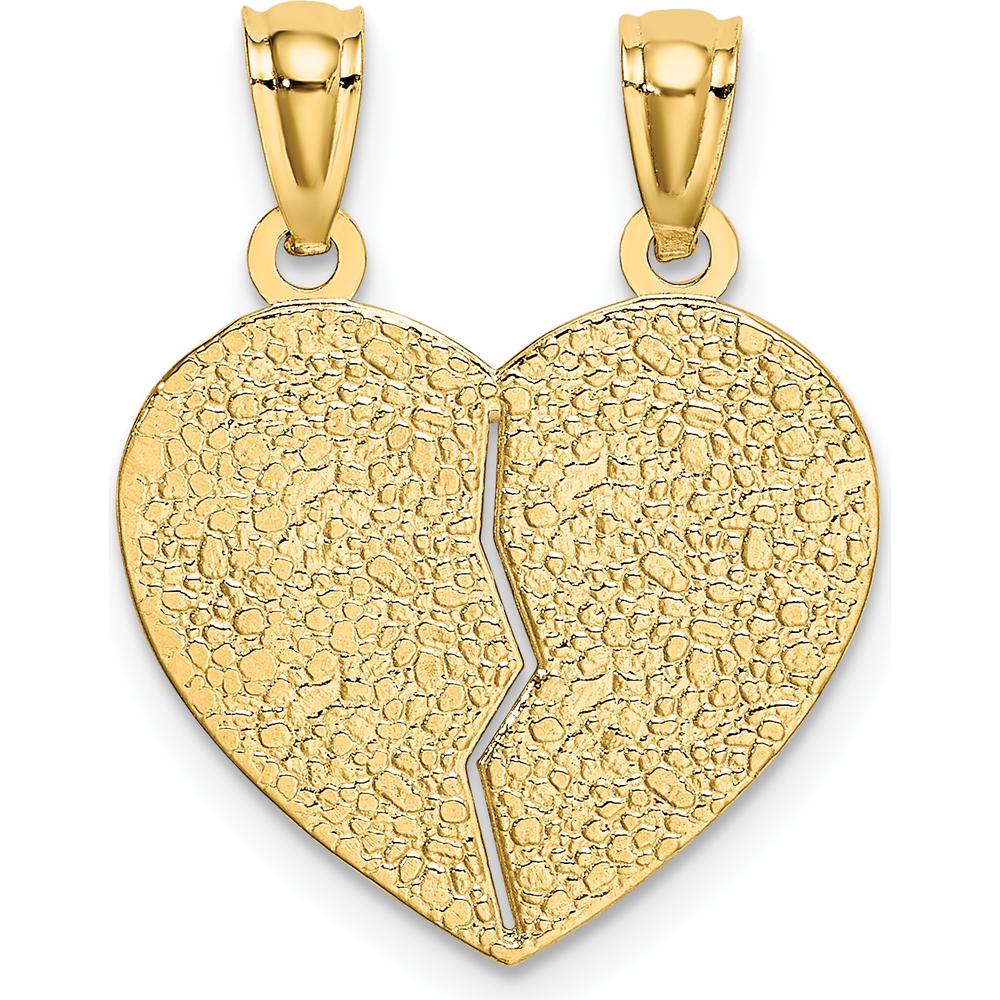 14K Yellow Gold Satin and Polished Break-Apart Heart Pendant - 15.71mm Length by Oro Pregiato