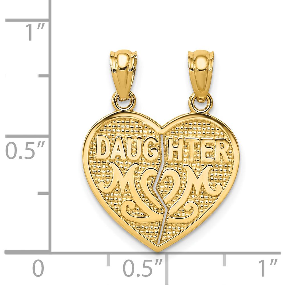 14K Yellow Gold Satin and Polished Break-Apart Heart Pendant - 15.71mm Length by Oro Pregiato