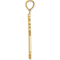 14K Yellow Gold Satin and Polished Budded Cross Pendant - 35.72mm Length by Oro Pregiato