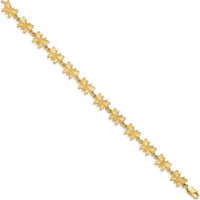 14K Yellow Gold Satin and Polished Butterfly 7" Fancy Link Bracelet by Oro Pregiato