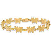 14K Yellow Gold Satin and Polished Butterfly 7" Fancy Link Bracelet by Oro Pregiato