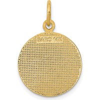 14K Yellow Gold Satin and Polished Communion Round Disc Charm - Faith-Inspired Pendant by Oro Pregiato