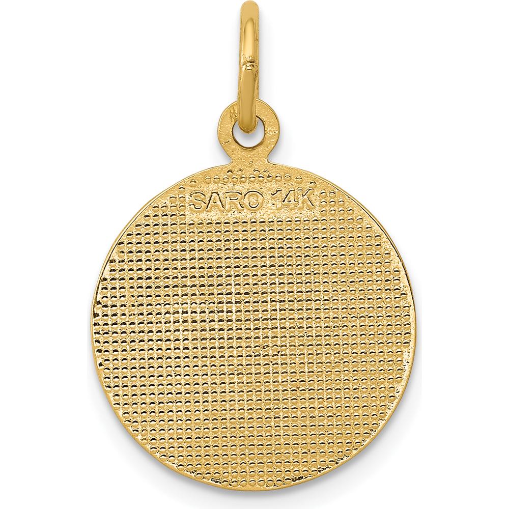 14K Yellow Gold Satin and Polished Communion Round Disc Charm - Faith-Inspired Pendant by Oro Pregiato