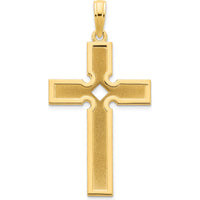14K Yellow Gold Satin and Polished Cross Pendant - Faith Symbol of Strength and Elegance by Oro Pregiato