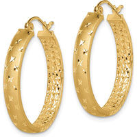 14K Yellow Gold Satin and Polished Diamond-Cut In-and-Out Medium Hoop Earrings by 0