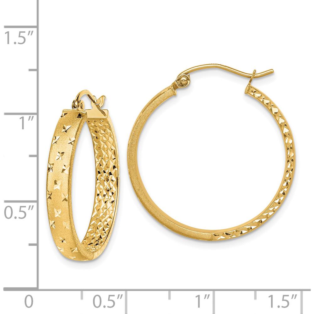 14K Yellow Gold Satin and Polished Diamond-Cut In-and-Out Medium Hoop Earrings by 0