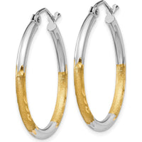 14K Yellow Gold Satin and Polished Diamond-Cut Large Hoop Earrings by 0