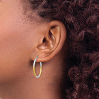 14K Yellow Gold Satin and Polished Diamond-Cut Large Hoop Earrings by 0