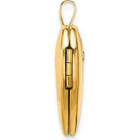 14K Yellow Gold Satin and Polished Diamond Star Heart Locket - 0.05 Carat Diamond by Oro Pregiato