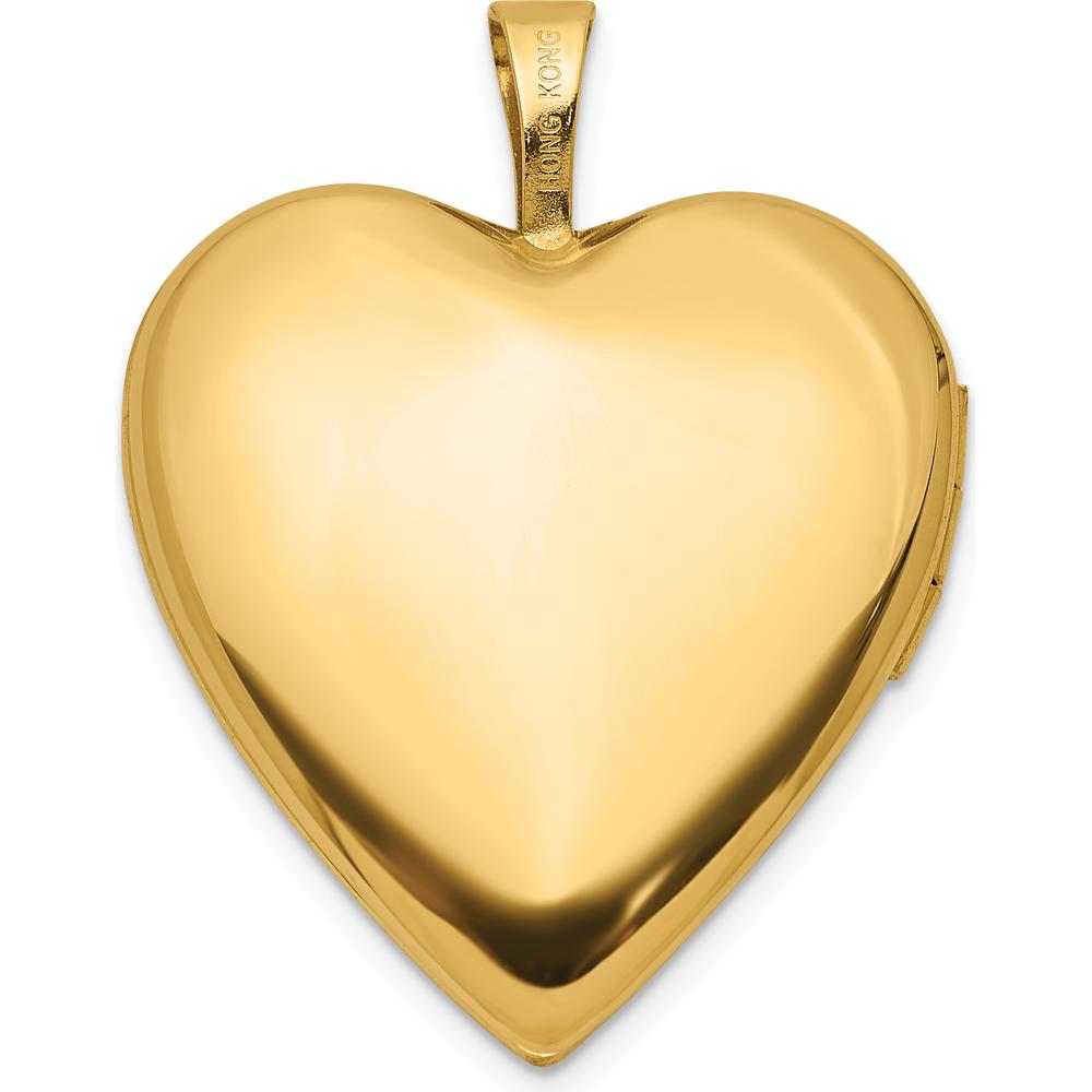 14K Yellow Gold Satin and Polished Diamond Star Heart Locket - 0.05 Carat Diamond by Oro Pregiato