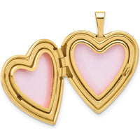 14K Yellow Gold Satin and Polished Diamond Star Heart Locket - 0.05 Carat Diamond by Oro Pregiato