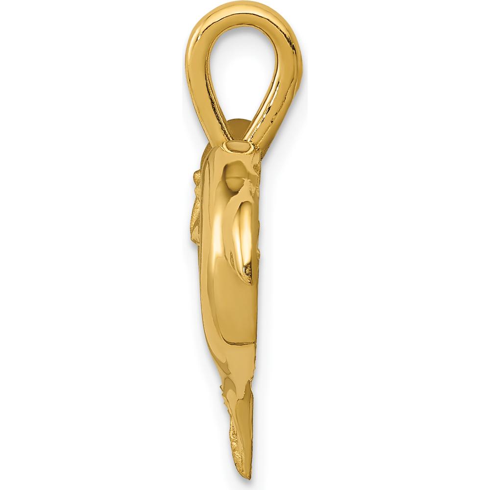 14K Yellow Gold Satin and Polished Dolphin Heart Pendant by Oro Pregiato