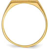 14K Yellow Gold Satin and Polished Finish Closed Back Signet Ring - Customizable, 12mm x 5.5mm Top by 0