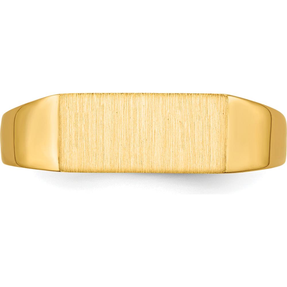 14K Yellow Gold Satin and Polished Finish Closed Back Signet Ring - Customizable, 12mm x 5.5mm Top by 0