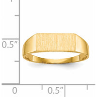 14K Yellow Gold Satin and Polished Finish Closed Back Signet Ring - Customizable, 12mm x 5.5mm Top by 0